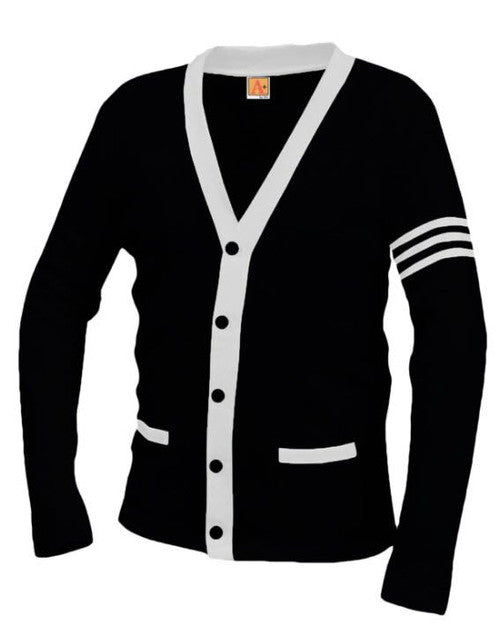 Black and White Stripes Varsity Cardigan