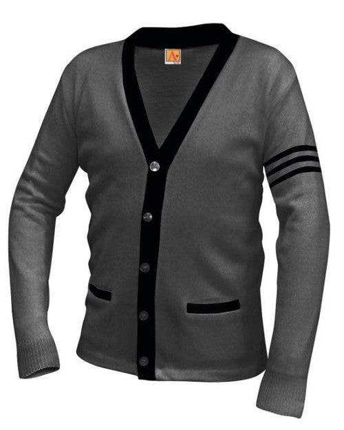 Charcoal Heather and Black Stripes Varsity Cardigan