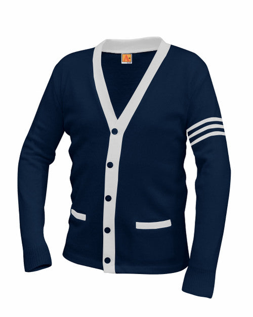 Dark Navy and White Stripes Varsity Cardigan