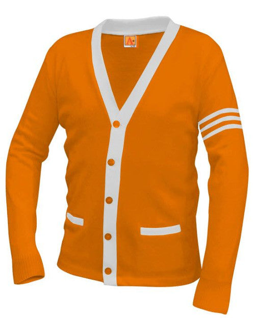 Orange and White Stripes Varsity Cardigan