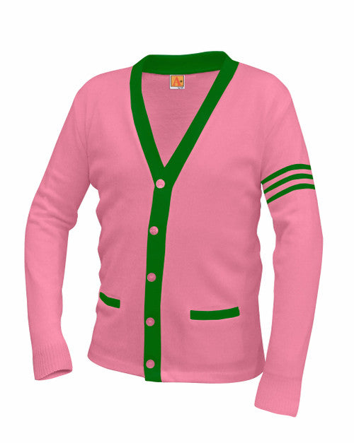 Passion Pink and Kelley Green Stripes Varsity Cardigan