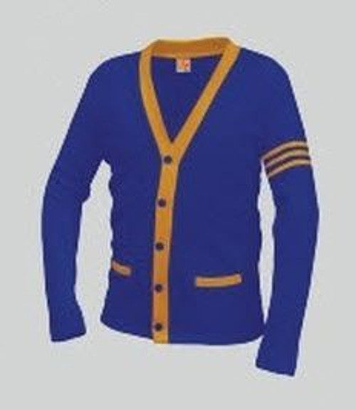 Reflex Blue and Superior Gold Stripes Varsity Cardigan