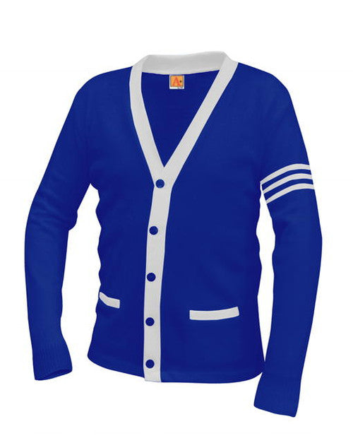 Reflex Blue and White Stripes Varsity Cardigan