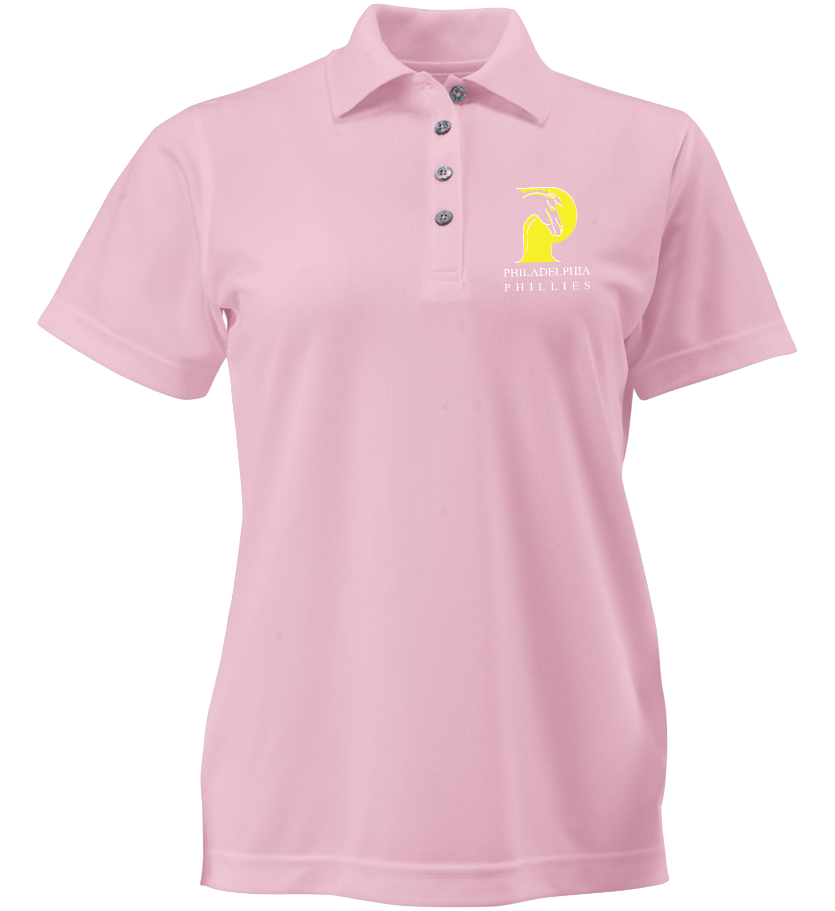 Pink Ladies’ polo embroidered with school logo and school name. 