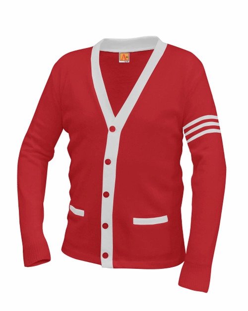 Lipstick and White Stripes Varsity Cardigan