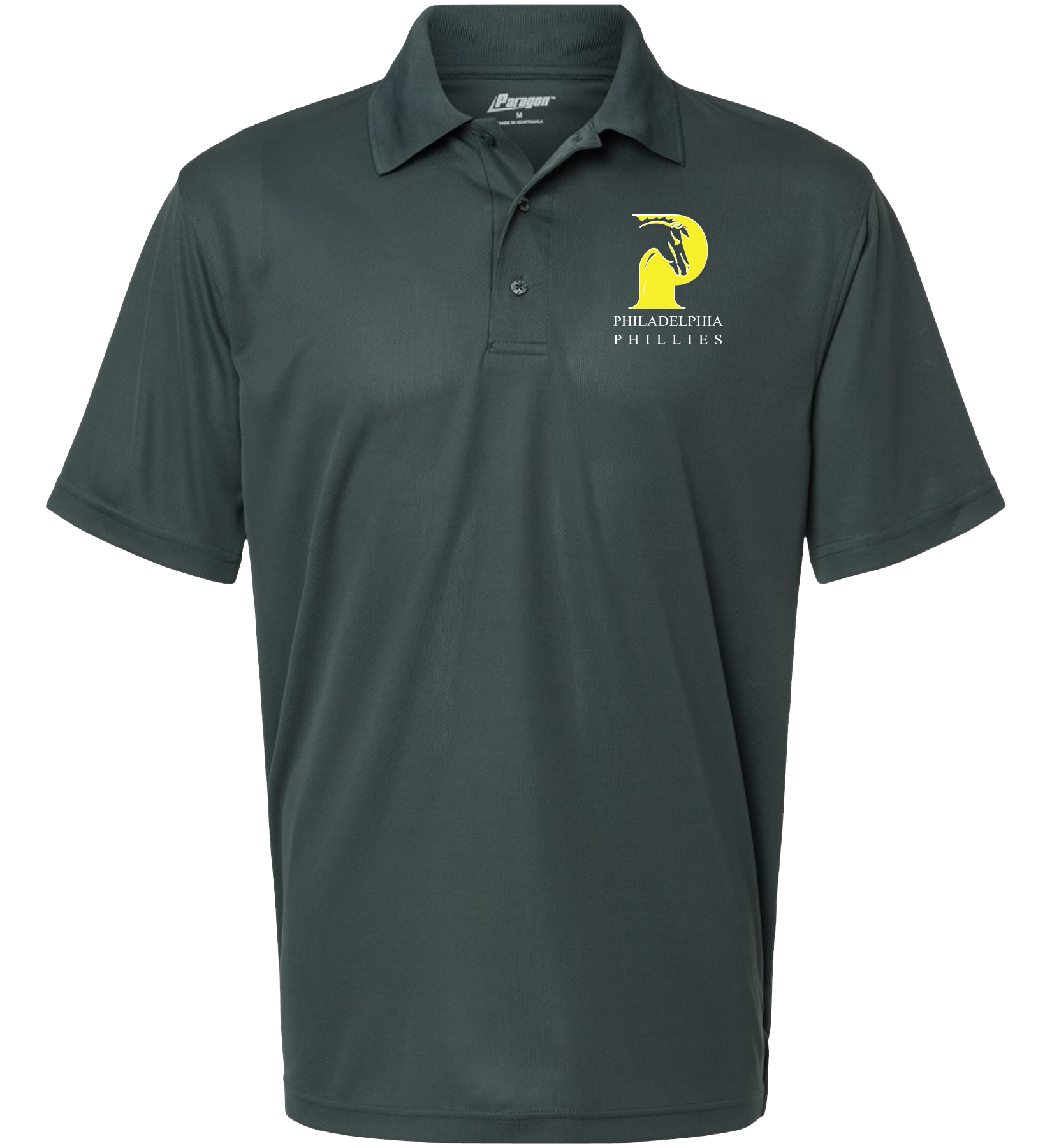 Carbon Men's polo embroidered with school logo and school name..